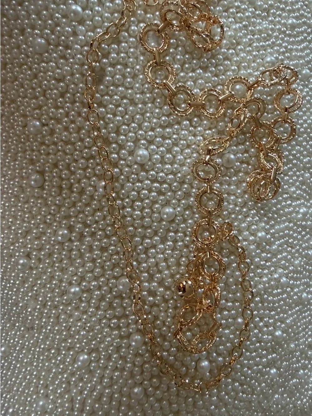Gold Link Pearl-Trim Belt - Women's Fashion Accessory